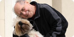 Elder with his pet dog