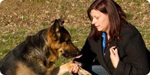 Pet owner with dog