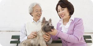 Happy couple with pet